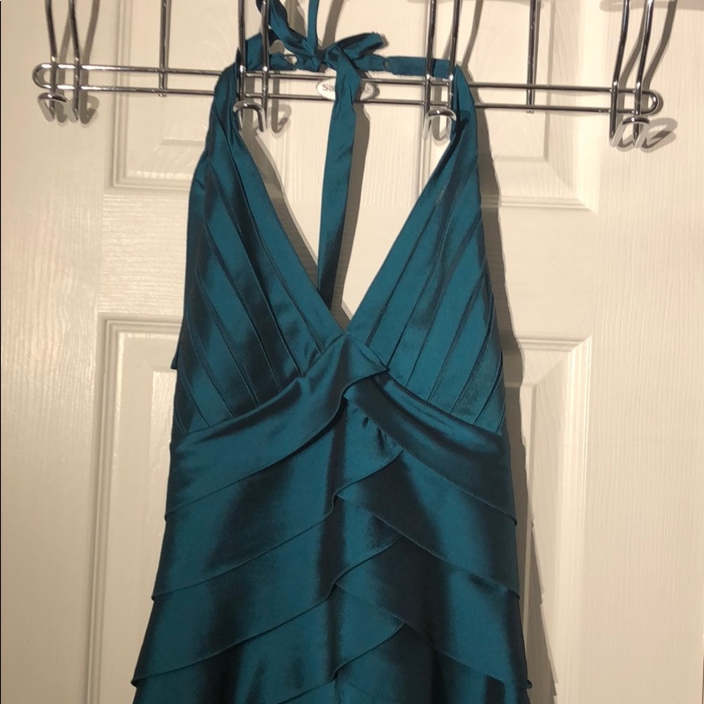 Deep sea green layered Halter dress